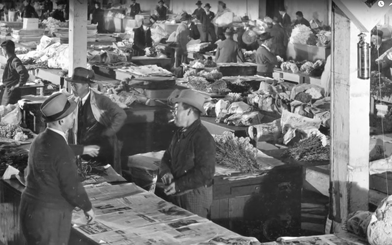 The San Francisco Flower Market as seen in this vintage photograph.